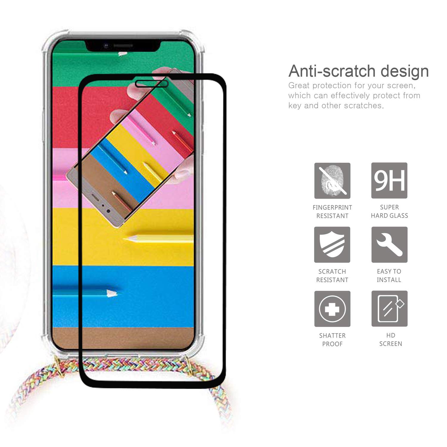 FMPCUON Cover Trasparente Con Cordino Per Vivo IQOO 11 Pro + Vetro Temperato, Custodia TPU Antigiallo