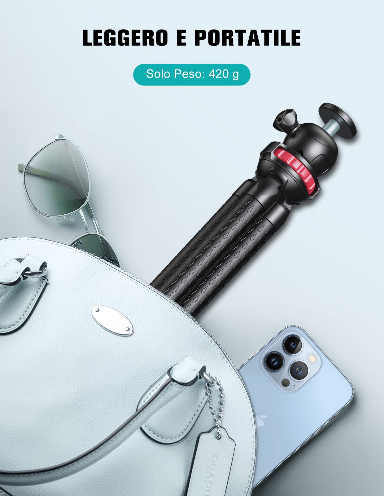 CIRYCASE Treppiede Smartphone, Flessibile Mini Cavalletto per Smartphone Octopus con Telecomando Bluetooth Wireless, 360° Rotabile & Portatile, Compatibile con Phone/Fotocamera, Ideal per Video/Selfie