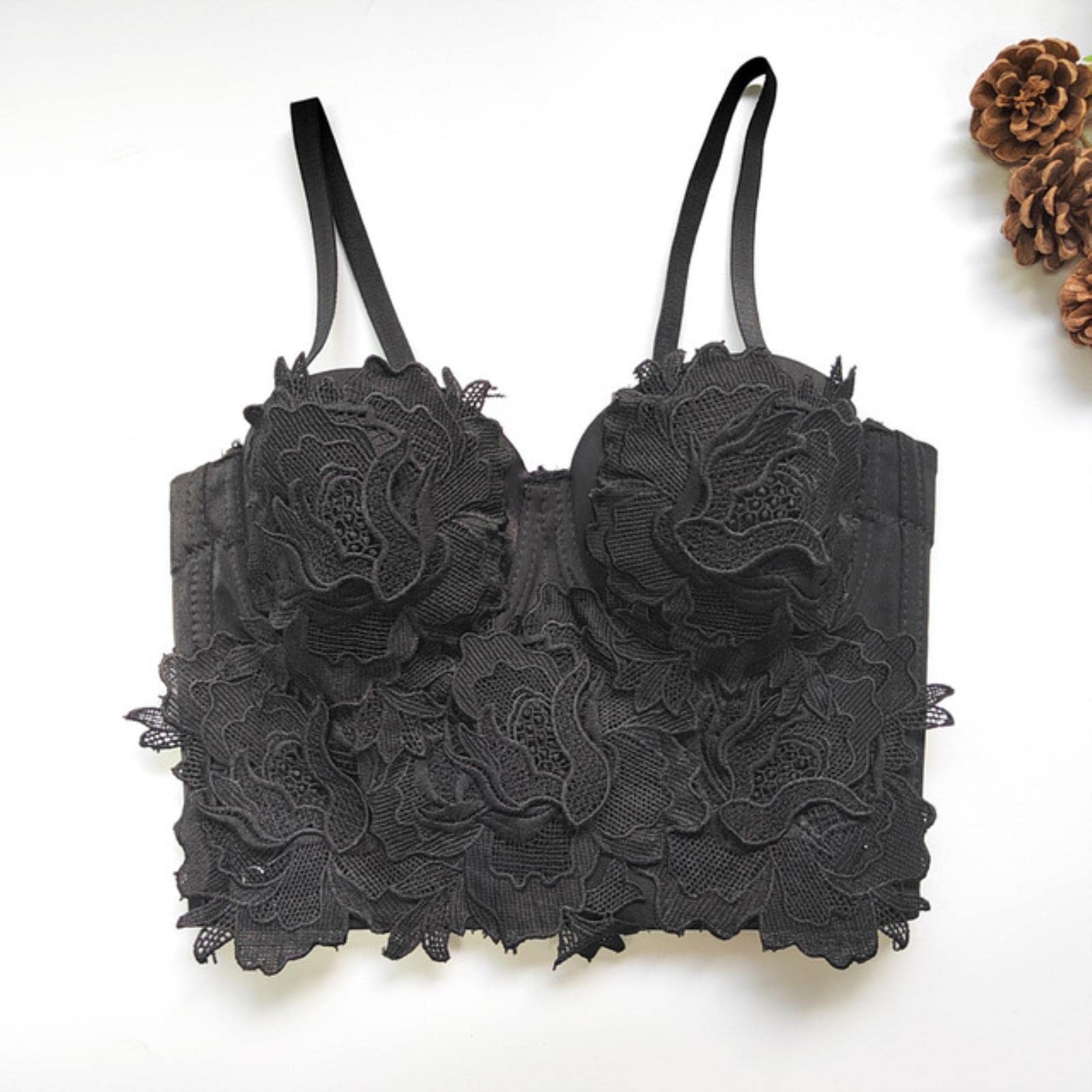 YOND Camisetas sin Mangas para Mujeres Sexy Sequin Diamond Bra Ropa de Mujer Push Up Bustier Club y2k Crop Top Party Ladies Corsé-16-negro, CN M-36