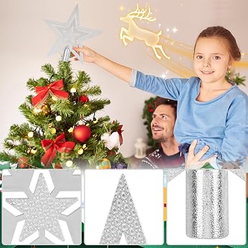 KEYIDO Gold Christmas Tree Topper Small Glitter Tree Star 18 cm