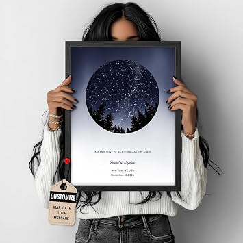 CEKEMY Custom Star Map Print, Personalised Night Sky Printable Wall Art, The Night Our Stars Aligned Star Map Poster Anniversary Couple Gifts 04