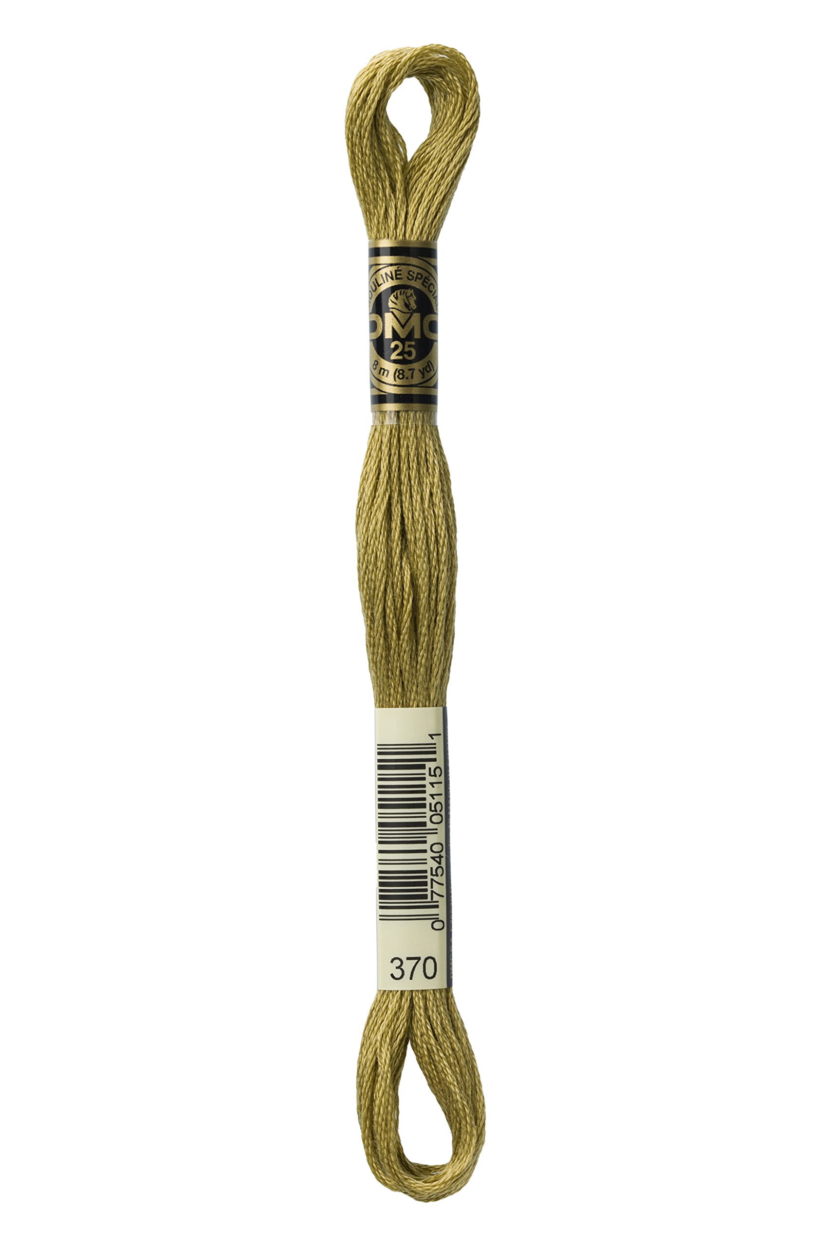 DMC 117-370 Mouline Stranded Cotton Six Strand Embroidery Floss Thread, Medium Mustard, 8.7-Yard