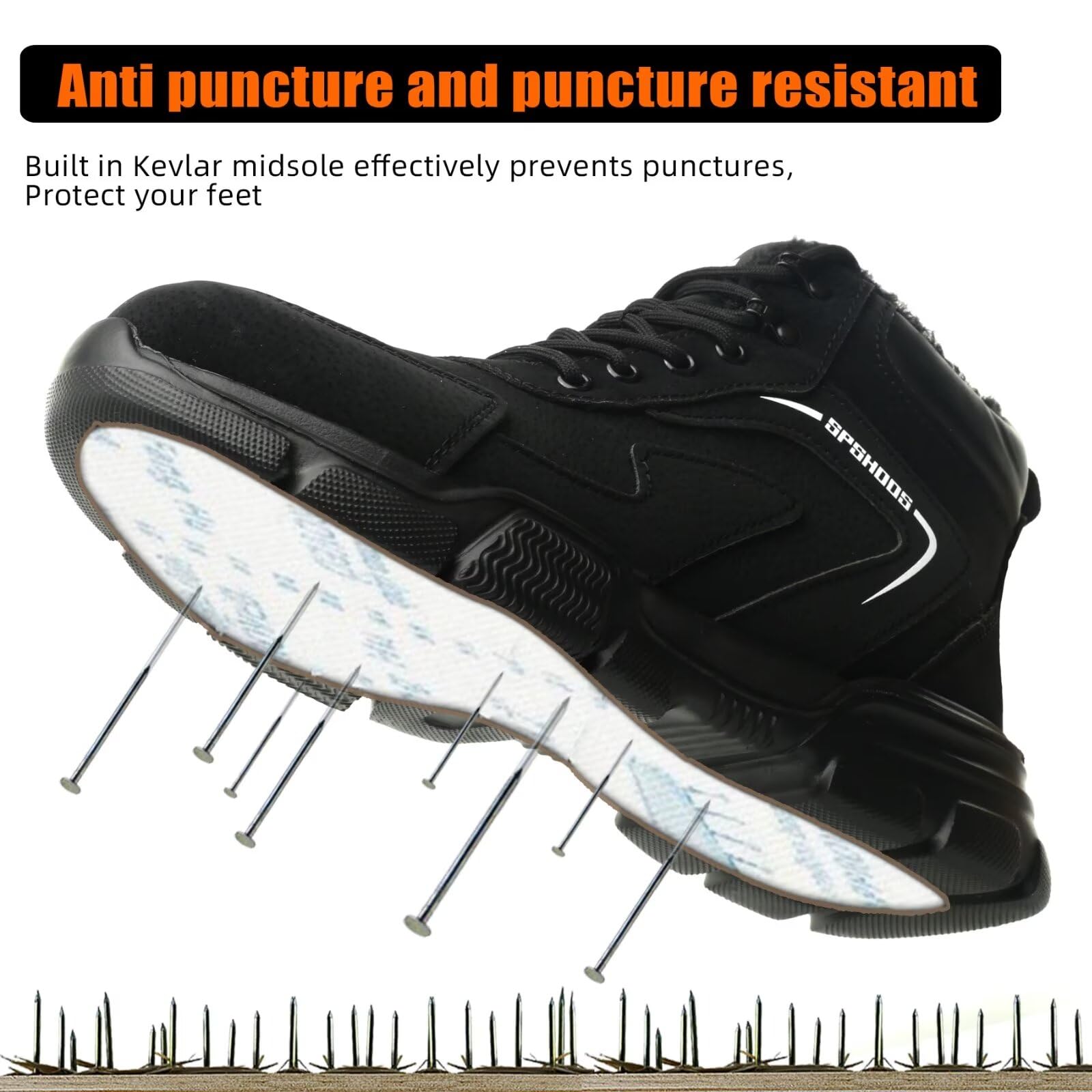 SPSHOOS Scarpe Antinfortunistiche Invernali Uomo Donna Scarpe da Lavoro Stivali di Sicurezza Antiscivolo Impermeabili Caldi con Puntale in Acciaio