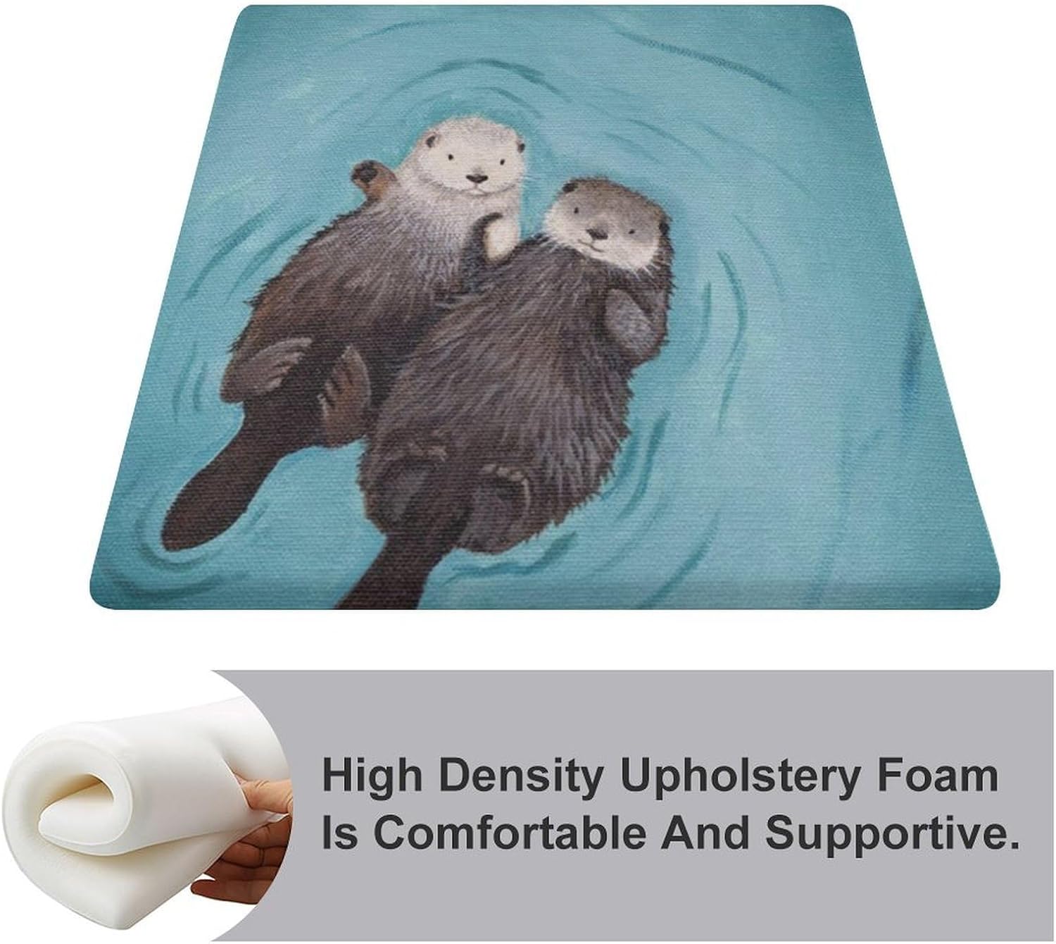 Otters Holding Hands Chair Cushion Memory Foam Breathable Chair Pads Square Large Pillows Seating Comfort Meditation Floor Pillow Car Seat Cushion for Indoor/Outdoor Chairs
