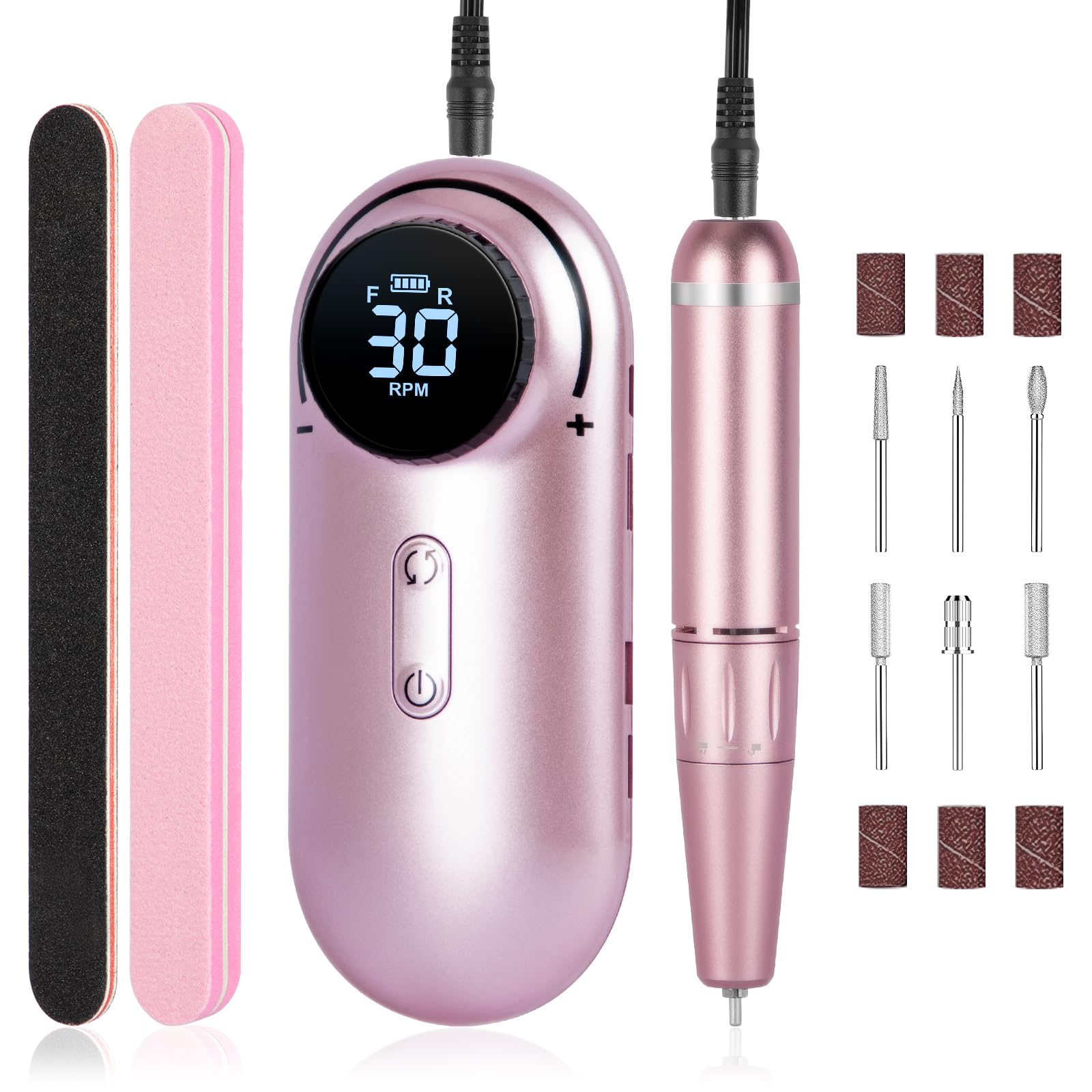 Torno para Uñas Profesional 30000RPM, Lima Electrica uñas Pulidor de uñas Velocidad Ajustable, Manicura y Pedicura Eléctrico Profesional para Salón DIY
