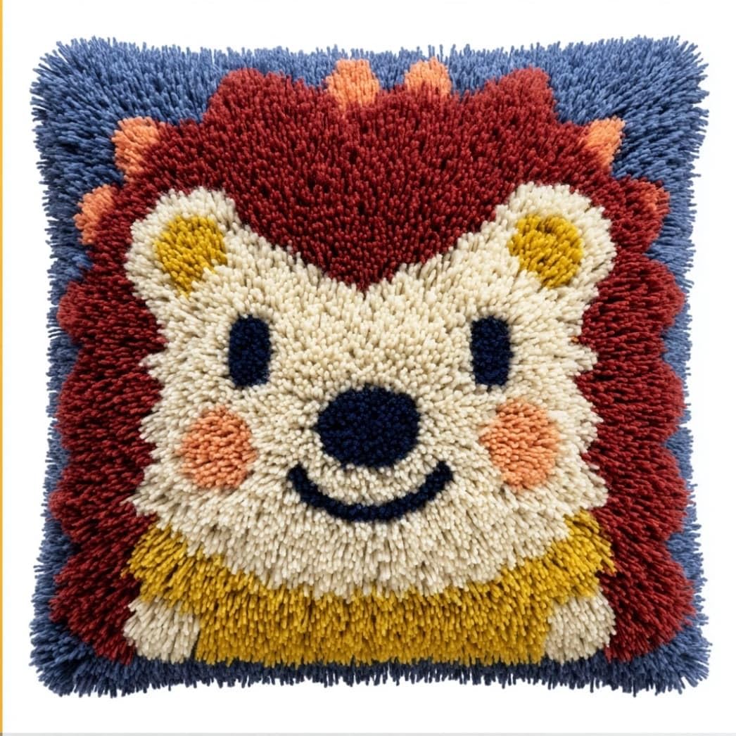 AxiangziK Latch Hook Cushion Kit,Hedgehog DIY Throw Pillow Cover 43X43Cm