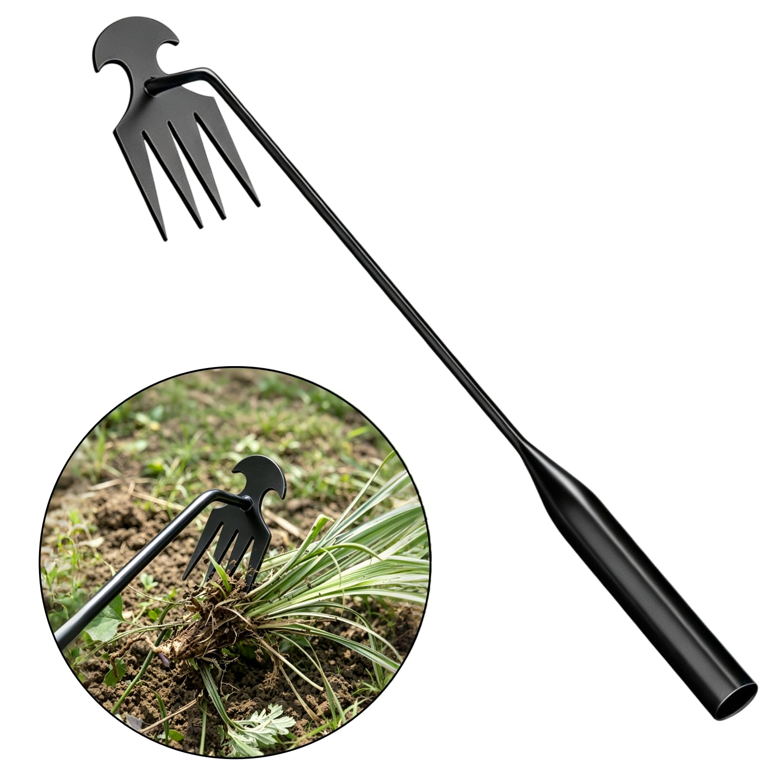 MOTEERLLU Weeding Artefakt Entwurzelung Unkrautwerkzeug Gartenarbeit, 4-Klaue Manganstahl Unkrautabzieher Garten Hand Jäter Werkzeuge, Unkrautpflücker Grasentferner Werkzeug