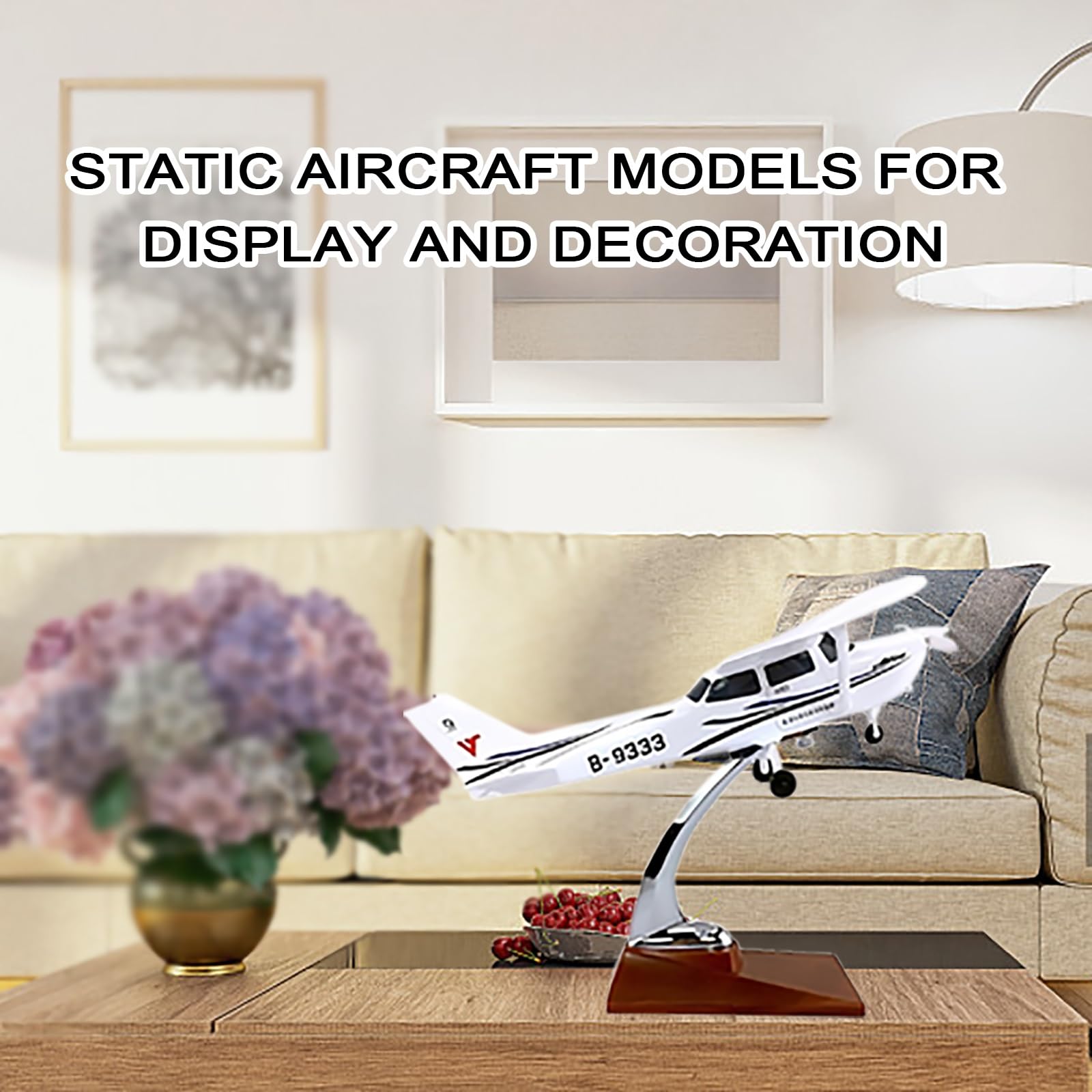 Modello aereo statico Cessna 172 in scala 1:30 lega resina con supporto espositivo staccabili ruote espositore tavolo collezione for adulti appassionati aviazione