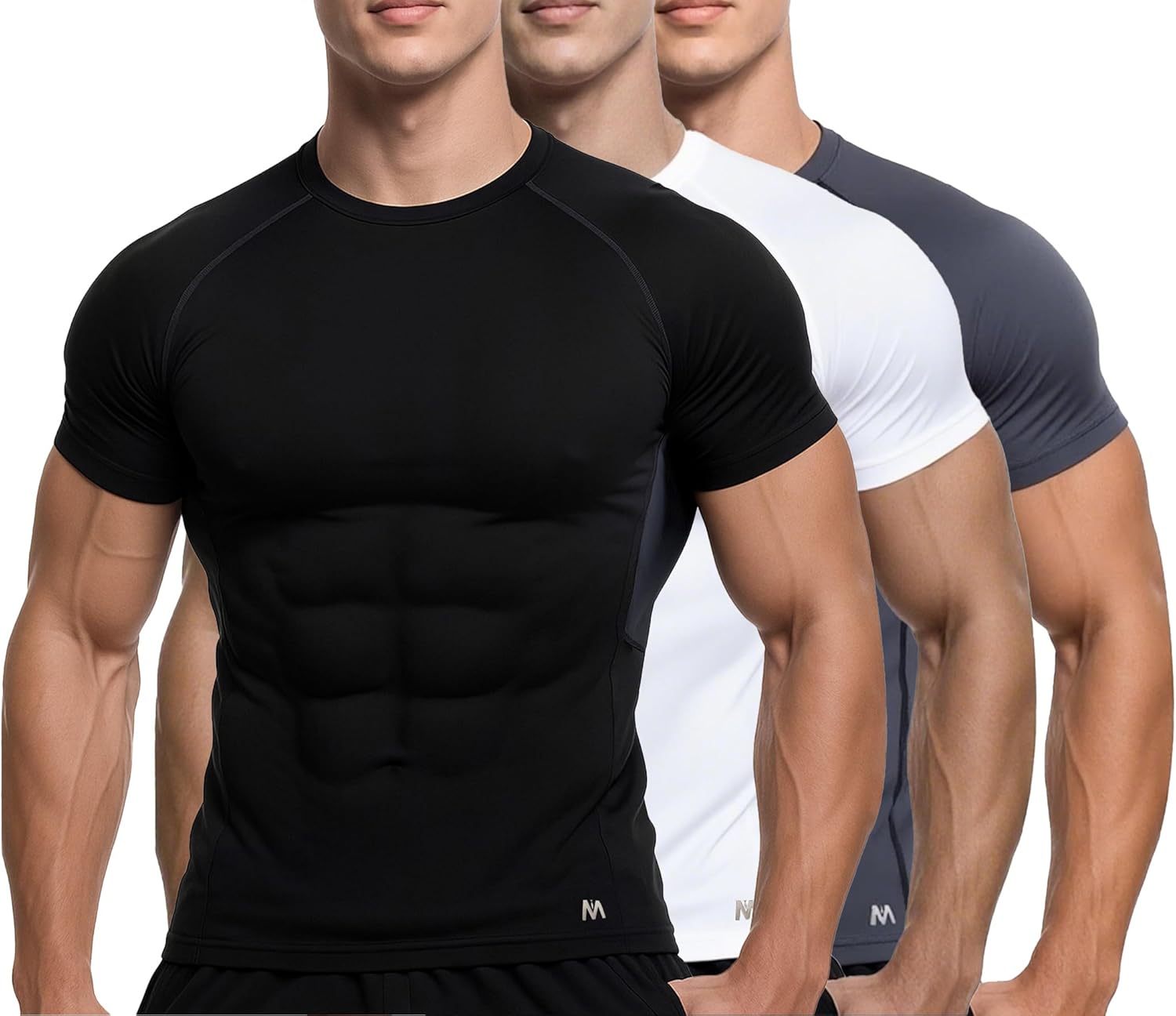 MagnaMan Men's Compression Shirts 3 - Pack: Moisture - Wicking Athletic Baselayer Tops