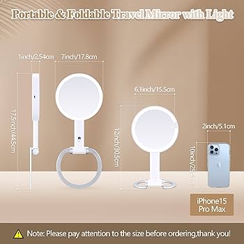 MOMOKUBA Makeup Mirror With Lights, Double Sided Magnifying Mirror With Light 20X, Height Adjustable Light Up Mirror, Rechargeable 3 Color Lights, 360u00b0 Rotation Detachable Comes With Tweezer (White