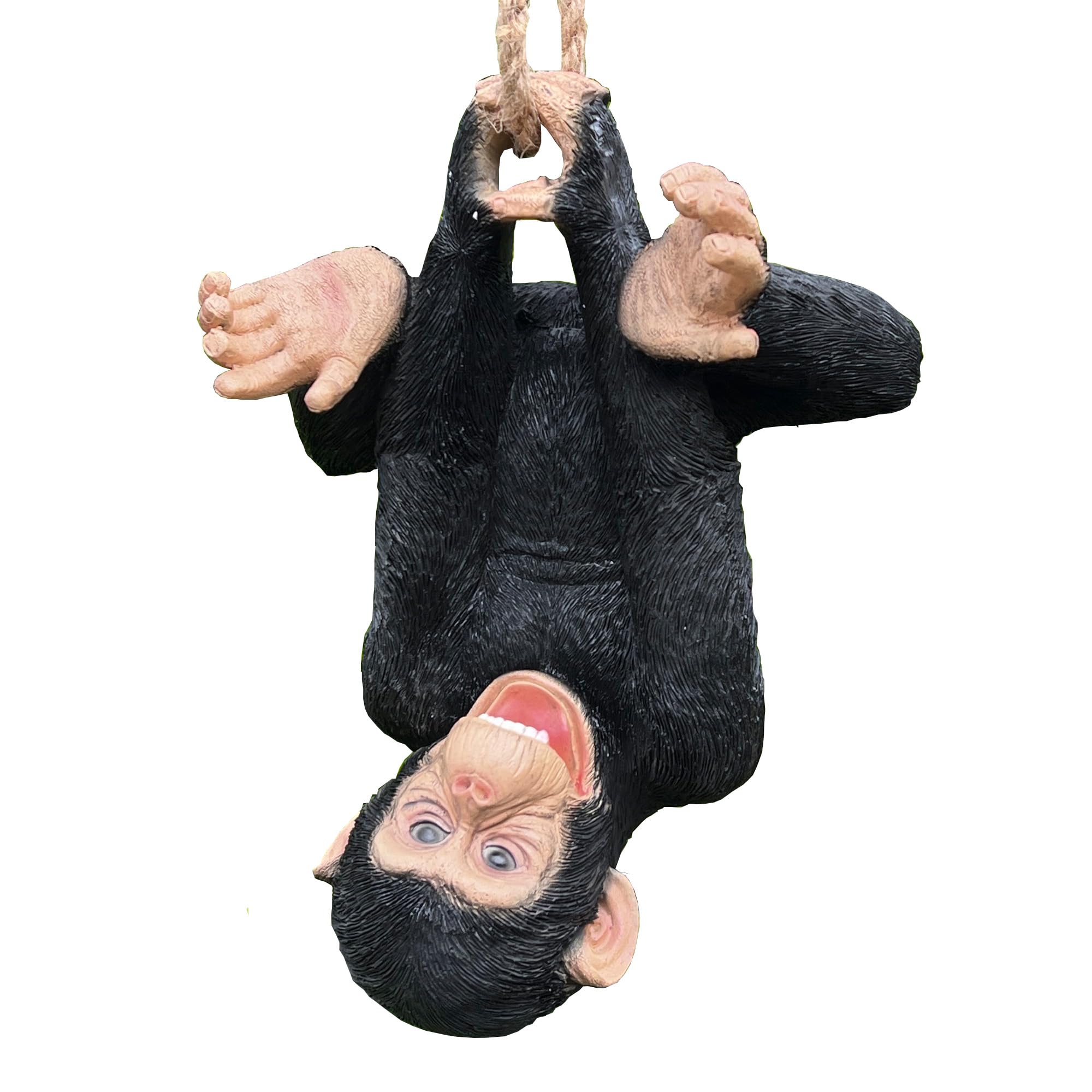 Alfie Francis Black 29Cm Upside Down Resin Hanging Cheeky Monkey Ornament Swinging Figurine Statue Garden Outdoor Tree Home Decor