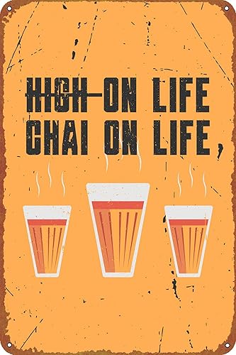 Chai On Life - Cartel retro vintage divertido de metal para decoración de cocina al aire libre, bar, pub, club, cafetería, hogar, interior, hogar,