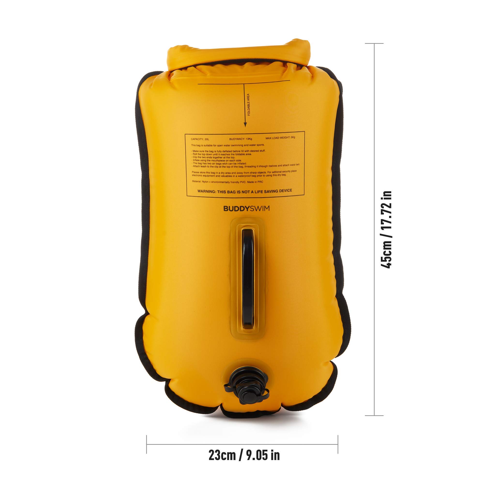 20 L Set di Boa Nuoto Acque Libere e Cuffia. Boa Nuoto per Nuotare in Acque Libere con Borsa Impermeabile e Cuffia in Silicone. Ideale per Nuotare nel Mare.