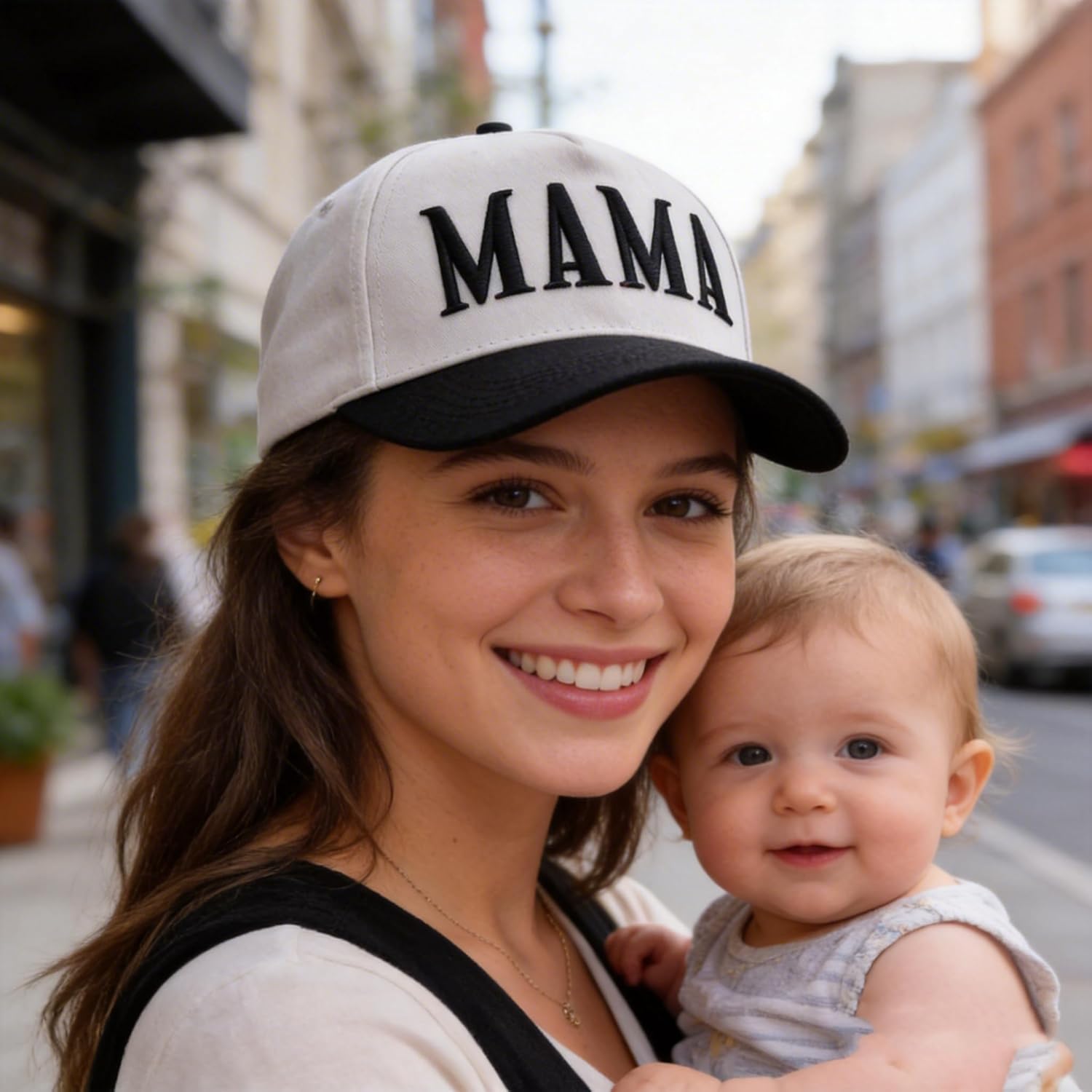 Mom and Dad Hats - 3D Embroidered Adjustable Cotton Baseball Caps Gift for Couples New Parents