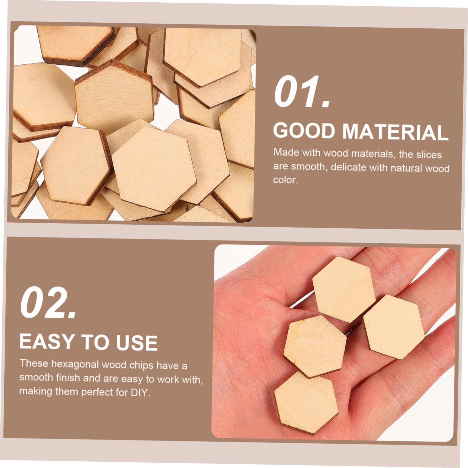 Garneck 100 Pezzi Pezzi Esagonali in Legno di Faggio 20mm per Decorazioni Natalizie e Lavoretti Fai da Te Artigianali Beige