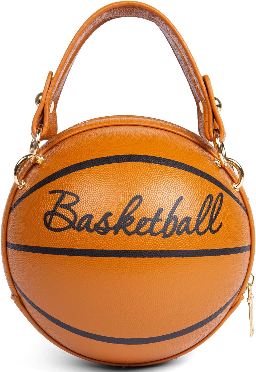 Obovoid Women's Basketball Bag Basketball-Shaped Crossbody Bag Handbag Girl Mini One-Shoulder PU Leather Round Handbag…