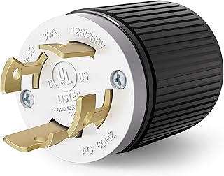 ENERLITES NEMA L14-30P Locking Plug Connector for Generator, Twist Lock Male Plug, 30 Amp, 125/250 Volt ,3 Pole, 4 Wire Grounding, Industrial Grade Heavy Duty, UL Listed, 66470-BK, Black