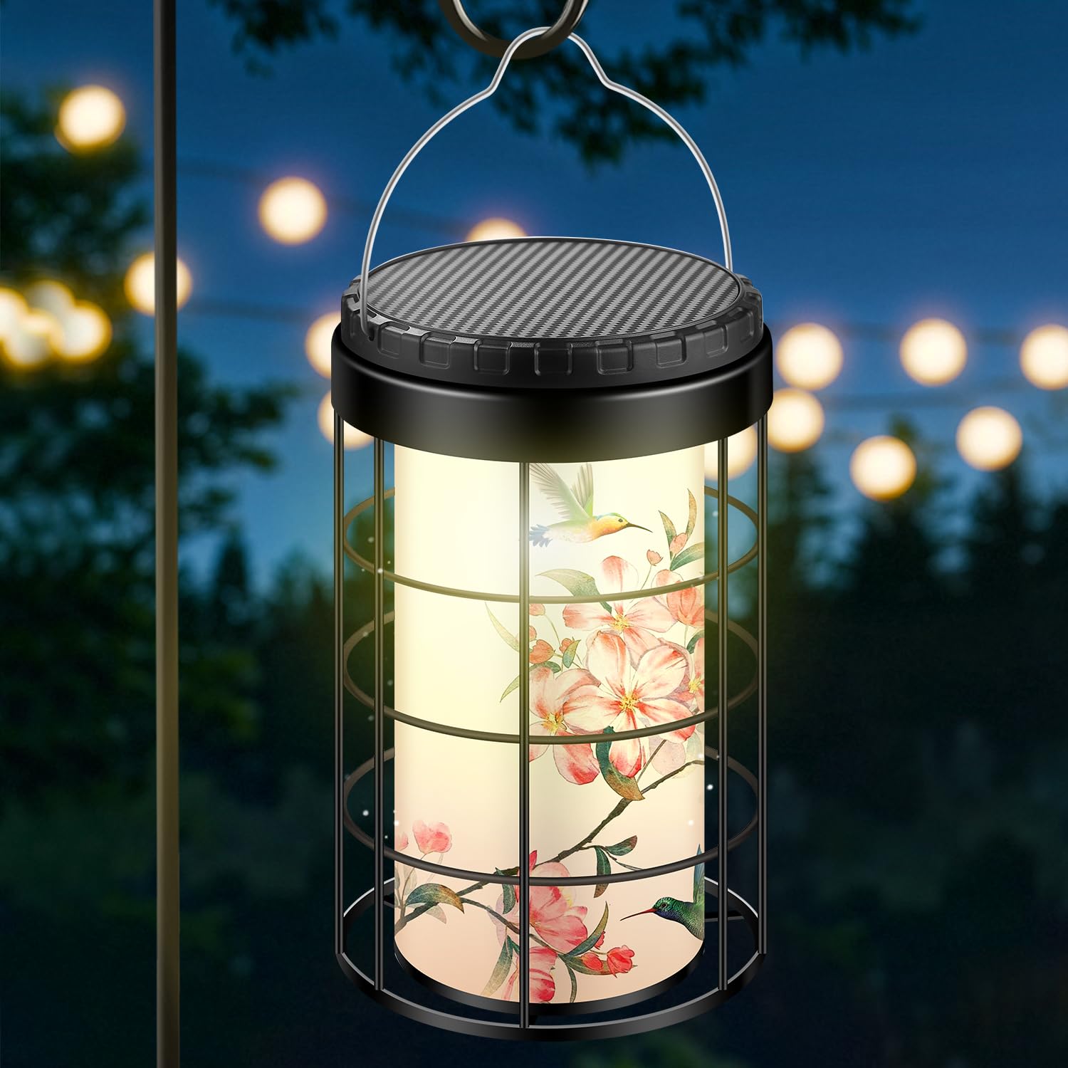 Hummingbird Solar Lanterns Outdoor Waterproof, Solar & USB Dual Charging Options, Garden Decor Hanging Lights, Gifts for Mom Wife Grandma Daughter Friends Sister