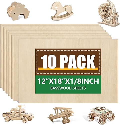 Miniatura 7 de Paquete de 48 hojas de tilo de 12 x 12 x 18 pulgadas para manualidades, madera sin terminar para corte y grabado láser, madera contrachapada para