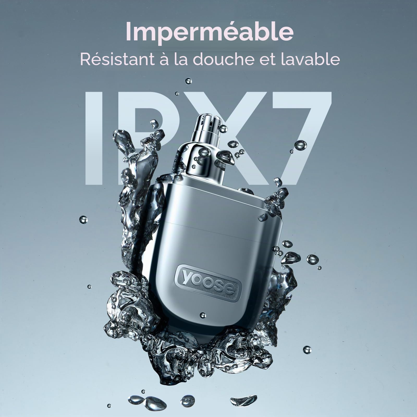 yoose Tondeuse à poils de nez pour hommes en alliage, épilation du nez sans douleur, IPX7 étanche Tondeuse à poils de nez avec super silencieux 10 000 tr/min et double lame antirouille, rechargeable