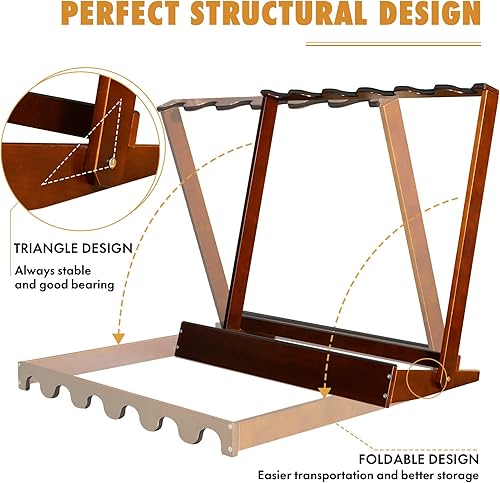 Vista 19 de Soporte para guitarra – 7 soportes de madera, diseño plegable para exhibición de guitarra clásica, acústica, eléctrica y bajo
