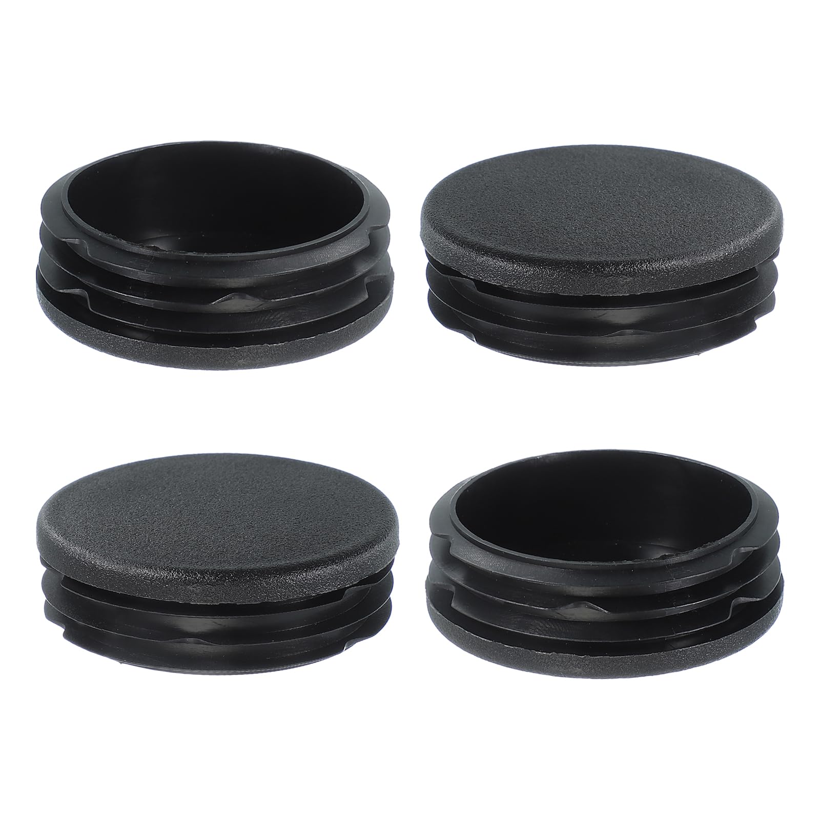 PATIKIL 2-3/8 Inch Plastic Tubing End Caps, 4 Pcs Round Hole Plug Insert for Round Iron Pipe Chair Leg Table Bookshelves Patio Furniture, Black