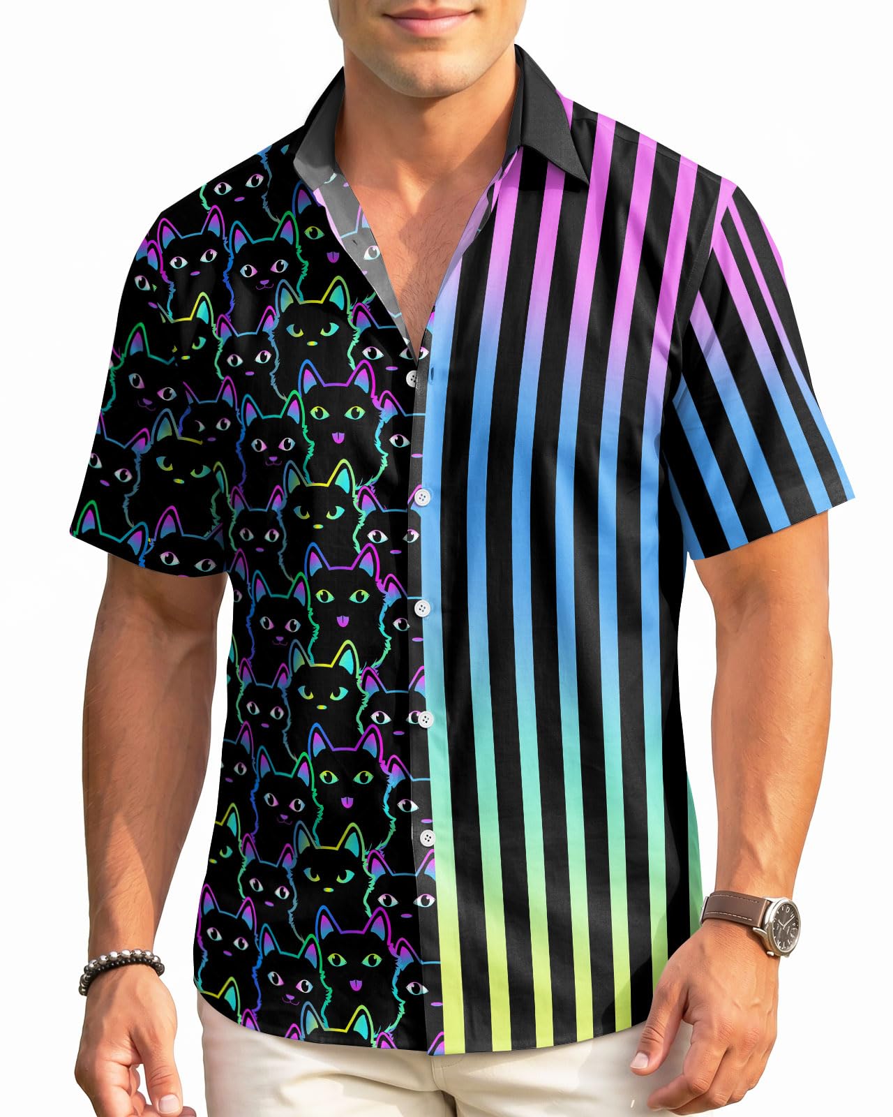 99TIMORO Funny Film Summer Button Down Shirt Men Short Sleeve Top