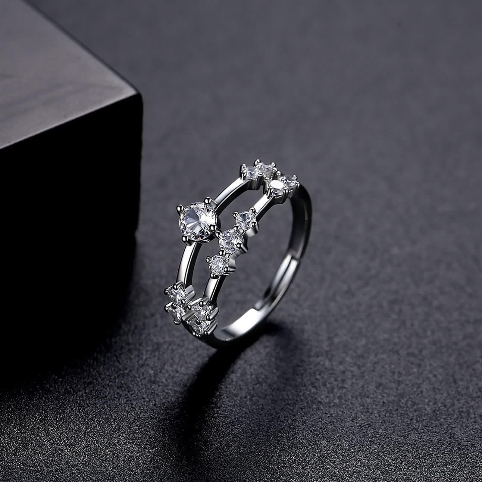 Pierścionek zaręczynowy Halo pierścionek obietnica białe złoto 18-karatowy niemetalowy znaczek (tylko moda) diament laboratoryjny okrągły z cyrkonią biały rozmiar H 1/2 nowoczesny dla żony biżuteria