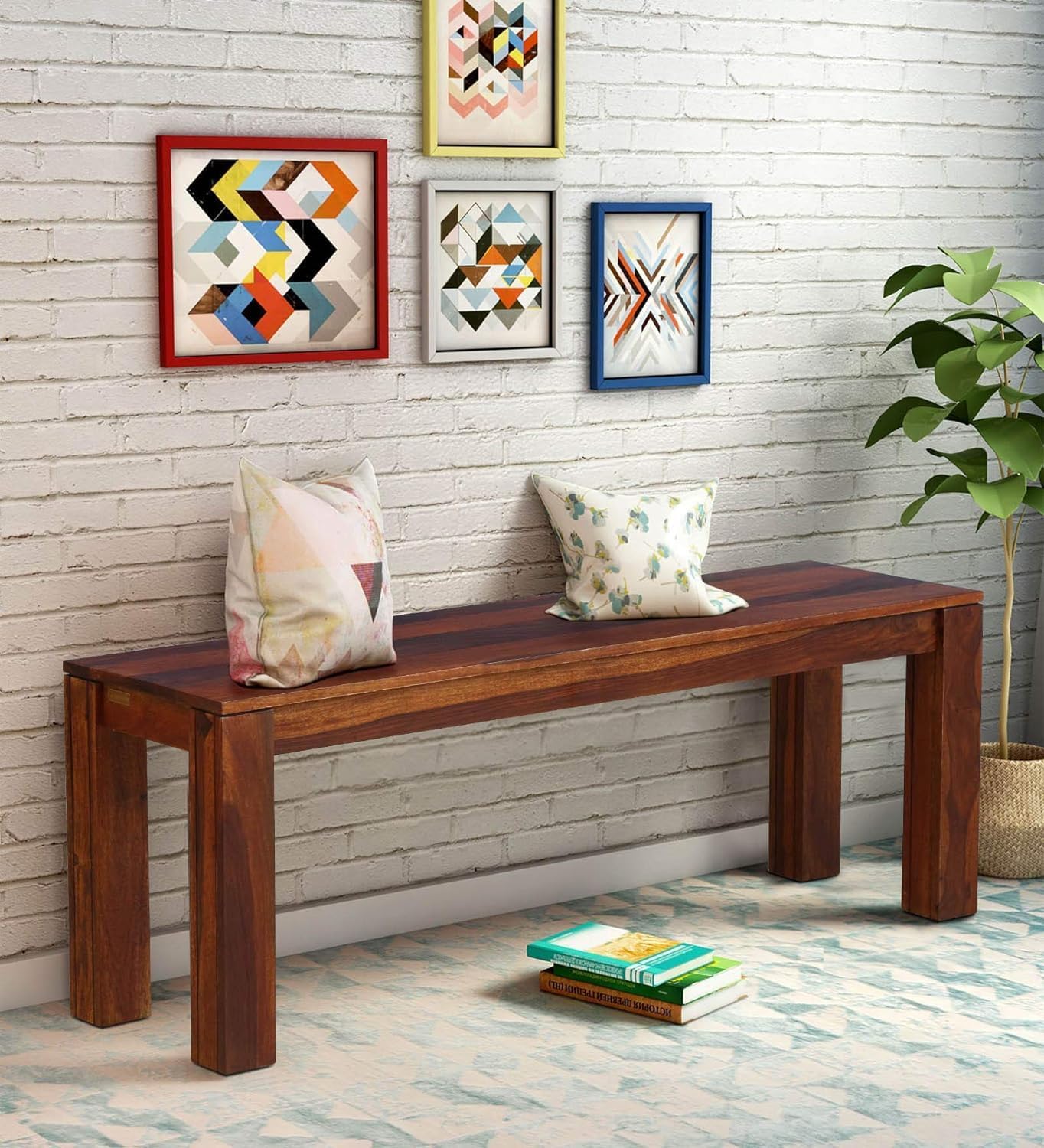 GOKUL ART Solid Sheesham Wood Bench for Living Room, Bedroom & Entryway – Handmade Wooden Seating Bench – Natural Finish-image-16