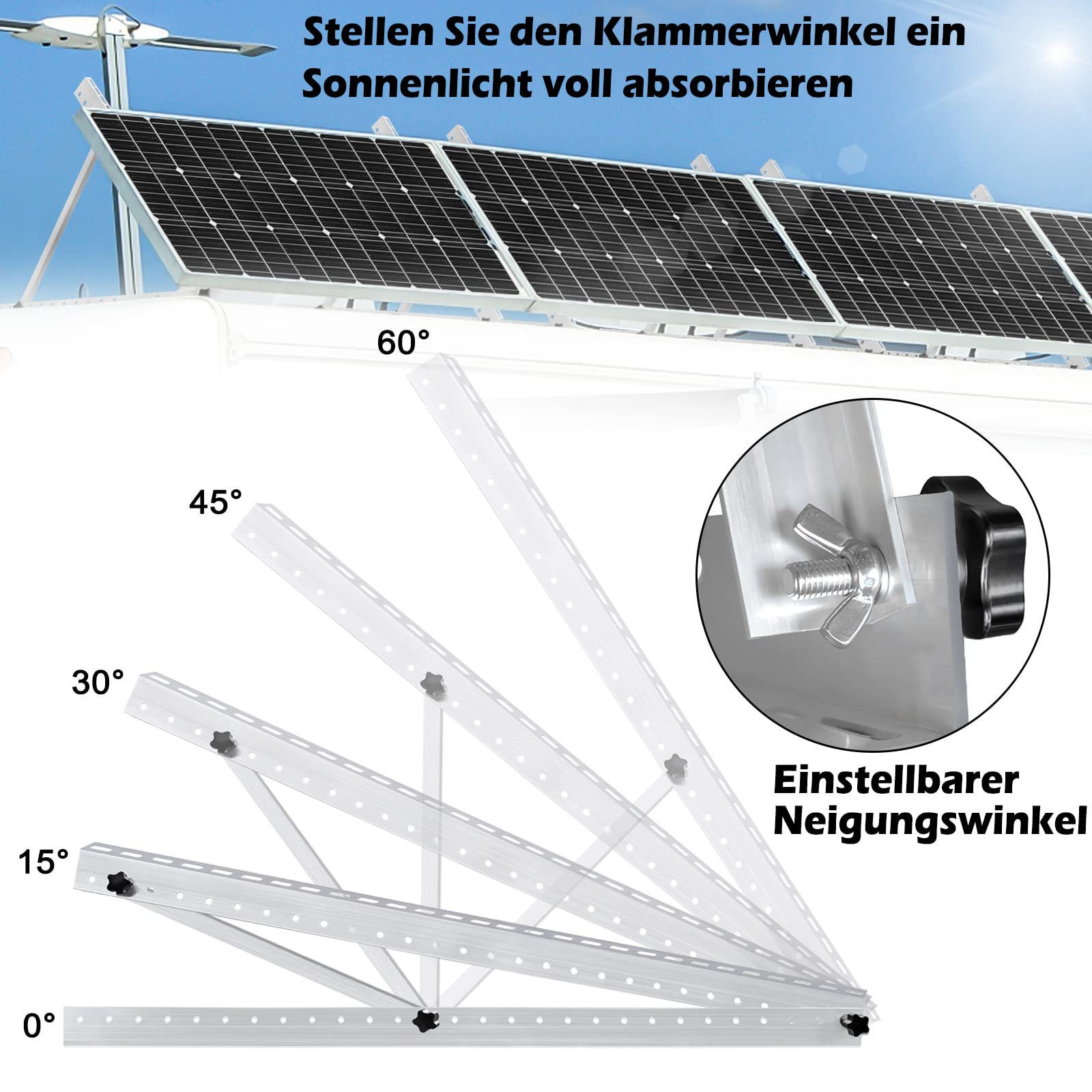 UISEBRT Soporte de Inclinación para Panel Solar de 104 cm - Plegable, para Techo de Barco, Autocaravana - 2 Unidades