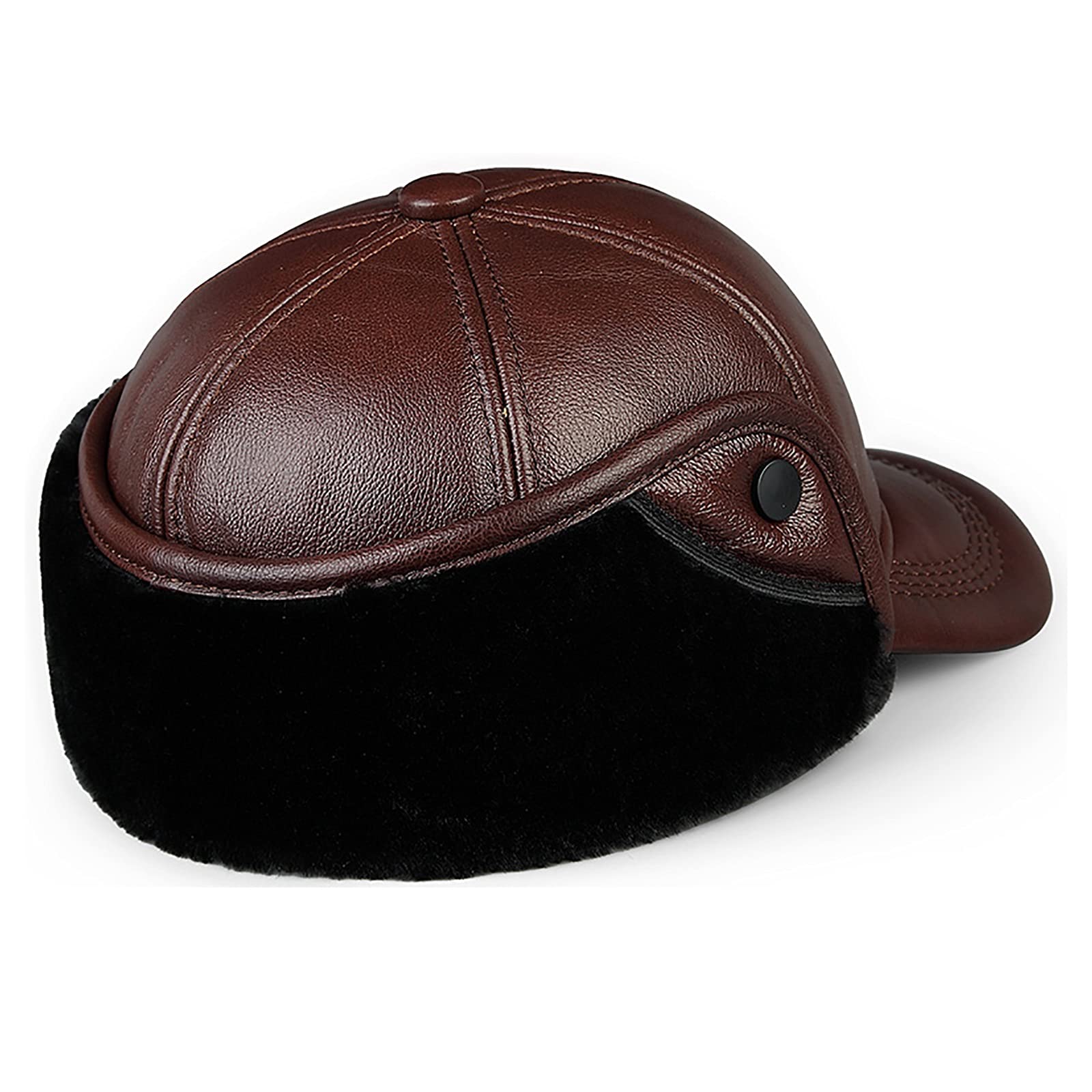 G&F Uomini Cappelli Aviatore con Paraorecchie Trapper Berretto in Pelle Impermeabile Antivento Cappelli Sci Neve Inverno