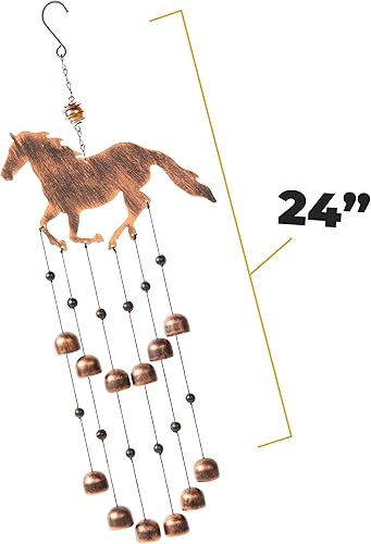 Vista 4 de Dawhud Direct Campanillas de viento de caballo al galope de 24 pulgadas de alto para exteriores únicas - Decoración de luna - Campanillas de viento