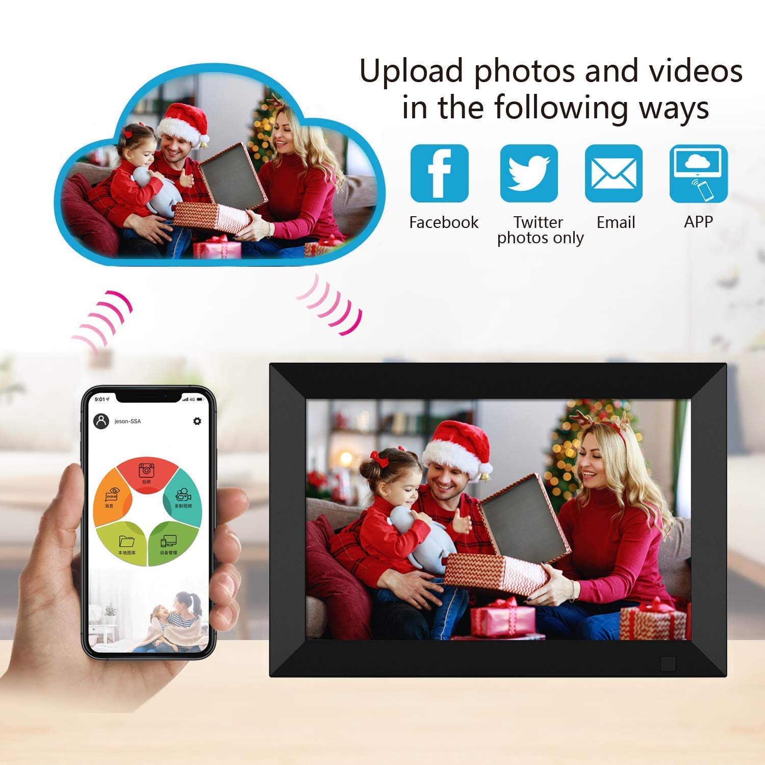 Amazon | SSA wifi デジタルフォトフレーム10.1インチ 人感センサー 壁