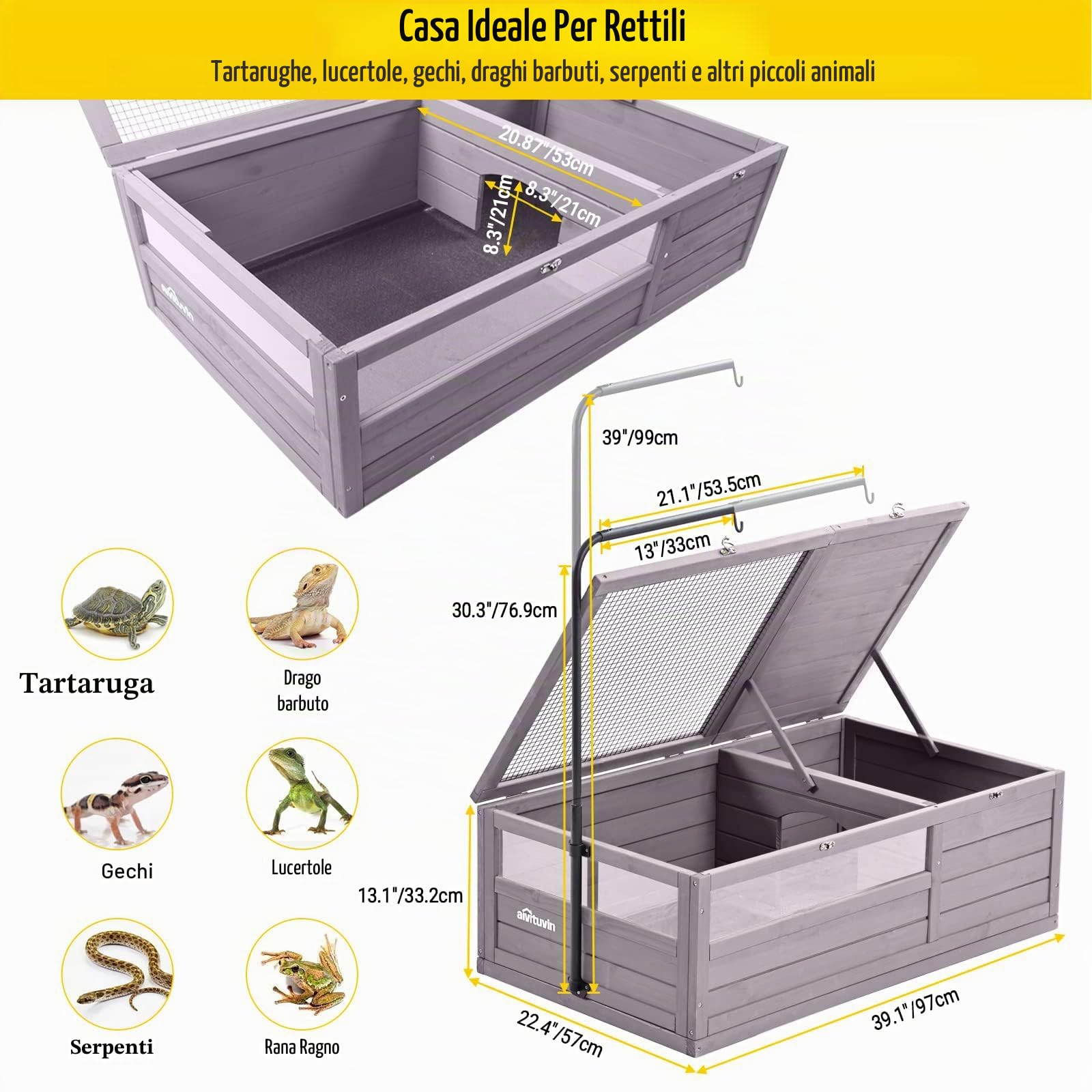Aivituvin Recinzioni in legno tartaruga, gabbia per rettili all'aperto dell'habitat della tartaruga Versione aggiornata