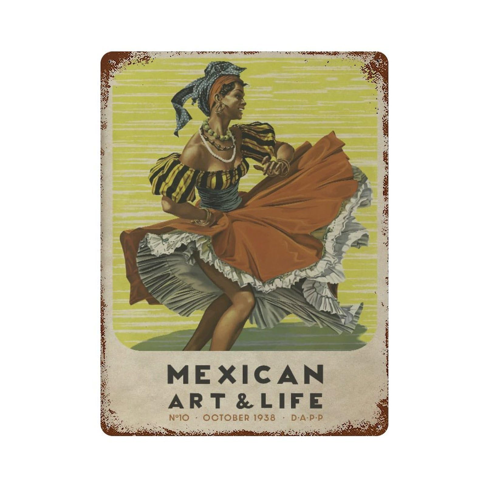 xiaoxiaoshen Vintage Mexican Dancer Travel Wall Decor Art Metal Tin Poster Modern Home Decor Art Home Bar Shop Decorations Vintage Sign 40x30cm