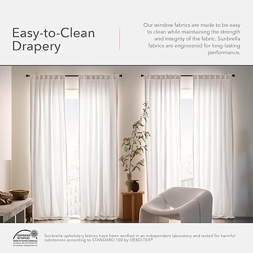 Miniatura 4 de Sunbrella Fawn - Cortina de filtro de luz Durant, multicolgante (bolsillo para barra, pestaña trasera, anillo de clip), a prueba de decoloración,