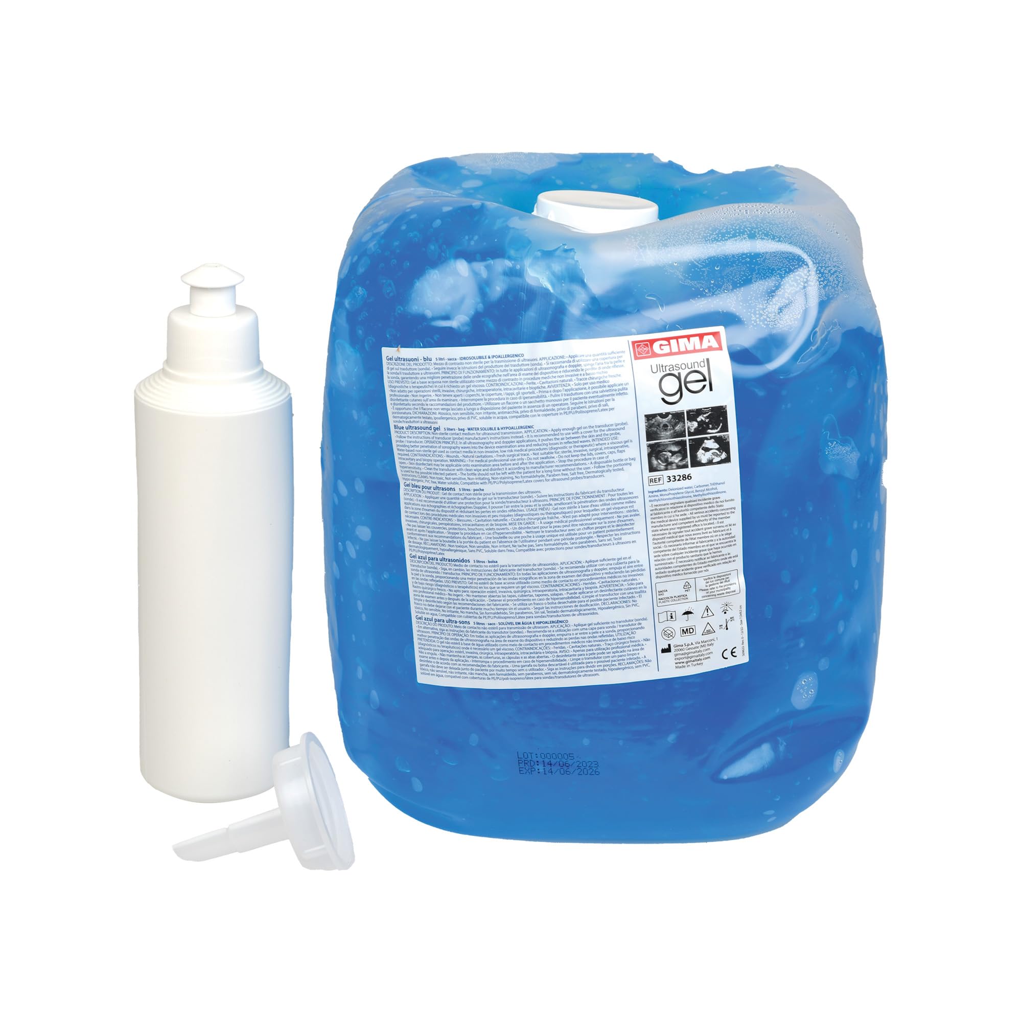 KONIX 33286 Gel à ultrasons bleu, sac de 5 litres, boîtes de 2