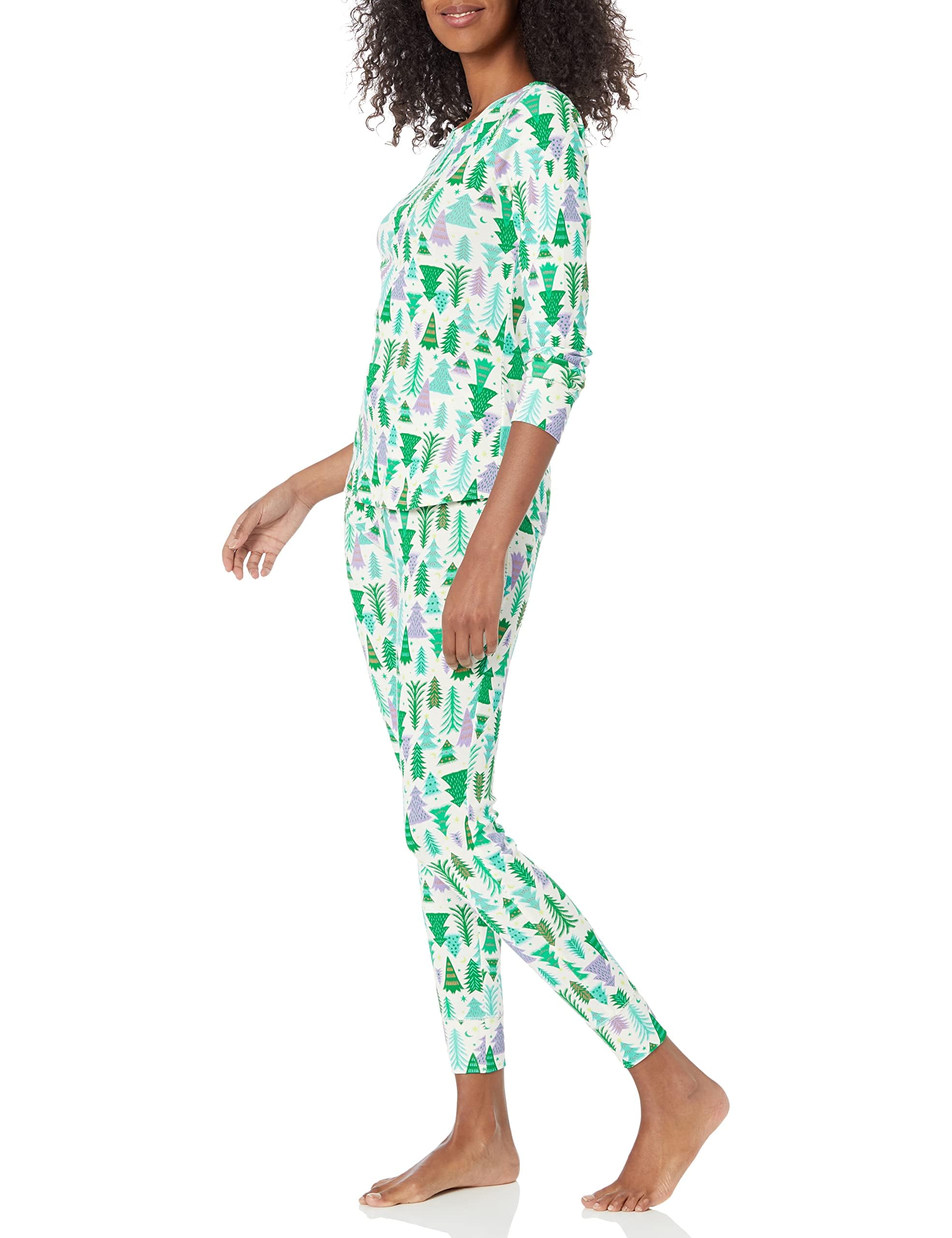 Amazon Essentials Women's Snug-Fit Cotton Sleepwear Pajama Set (Available in Plus Size)