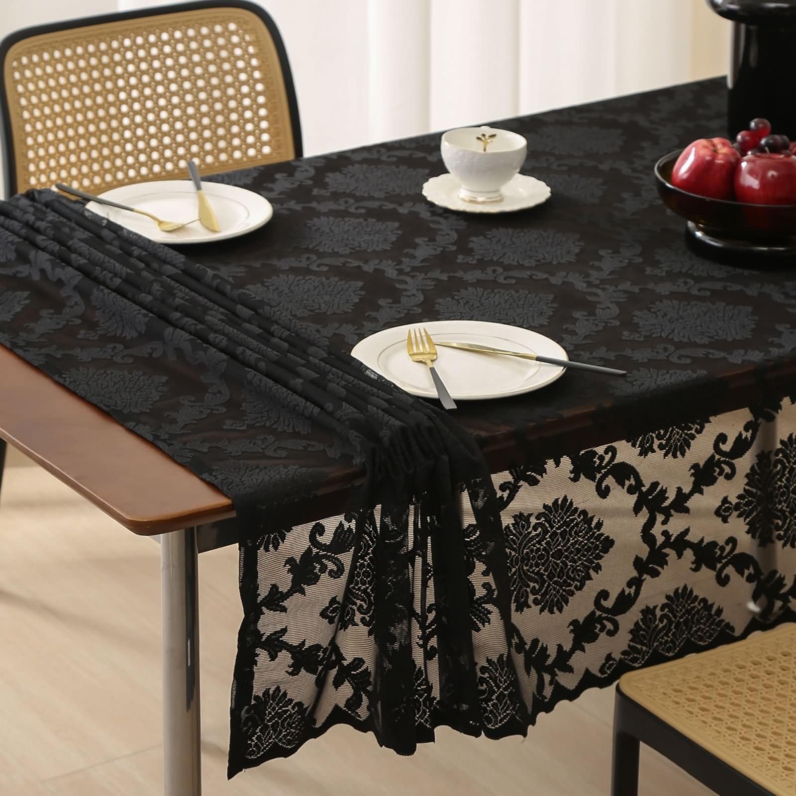 Nappe de table rectangulaire anti taches Beydodo nappe lavable polyester dentelle
