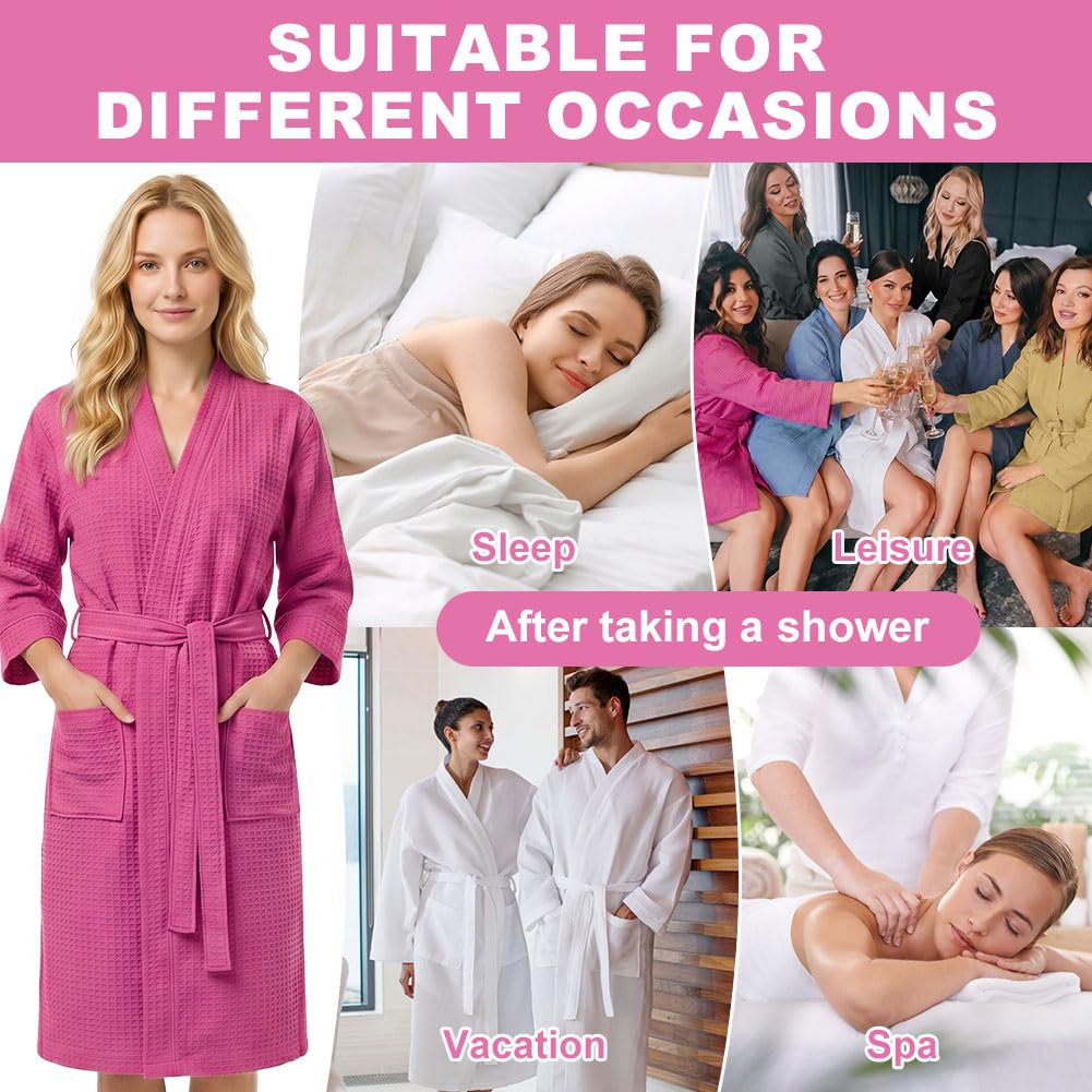 AUYAO Szlafroki waflowe unisex ręcznik kąpielowy body Wrap lekkie szlafroki prysznic ręcznik kąpielowy spa hotel szlafrok waflowy teksturowany odzież domowa ręcznik pod spodem spódnica z kieszeniami