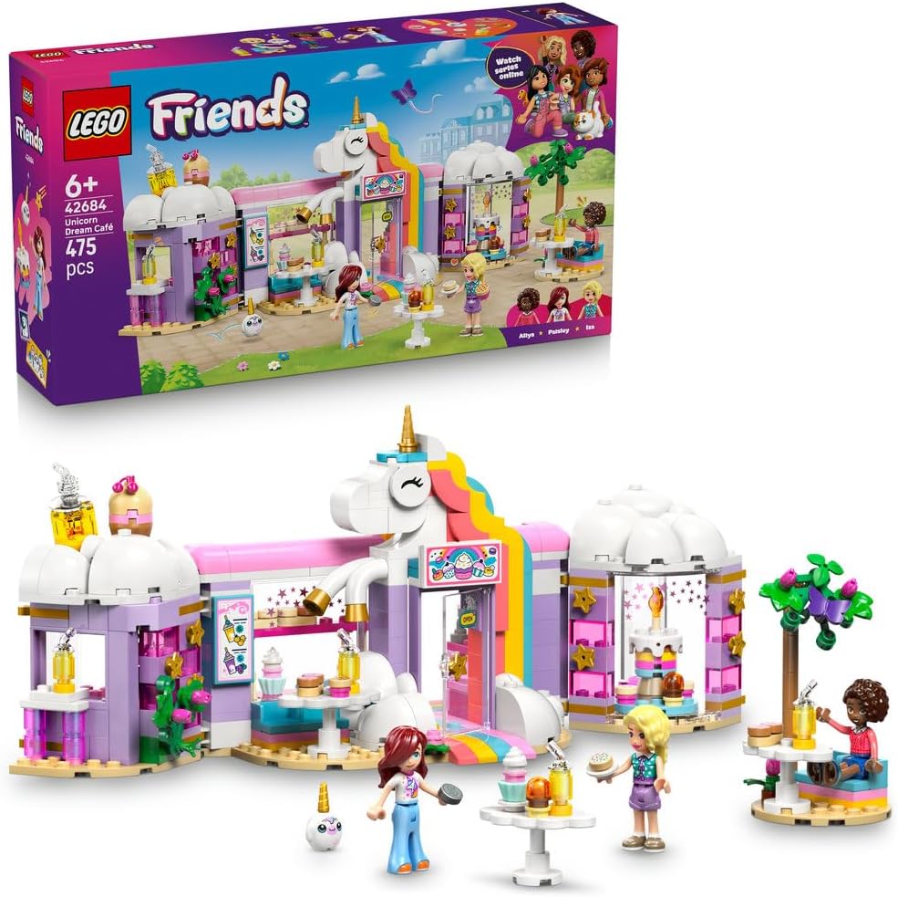 LEGO Friends Jednorożcowa kawiarnia 42684 | Kawiarnia z jednorożcem, zestaw do odgrywania ról, prezent dla dziewczynki i chłopca 6+, 475 elementów