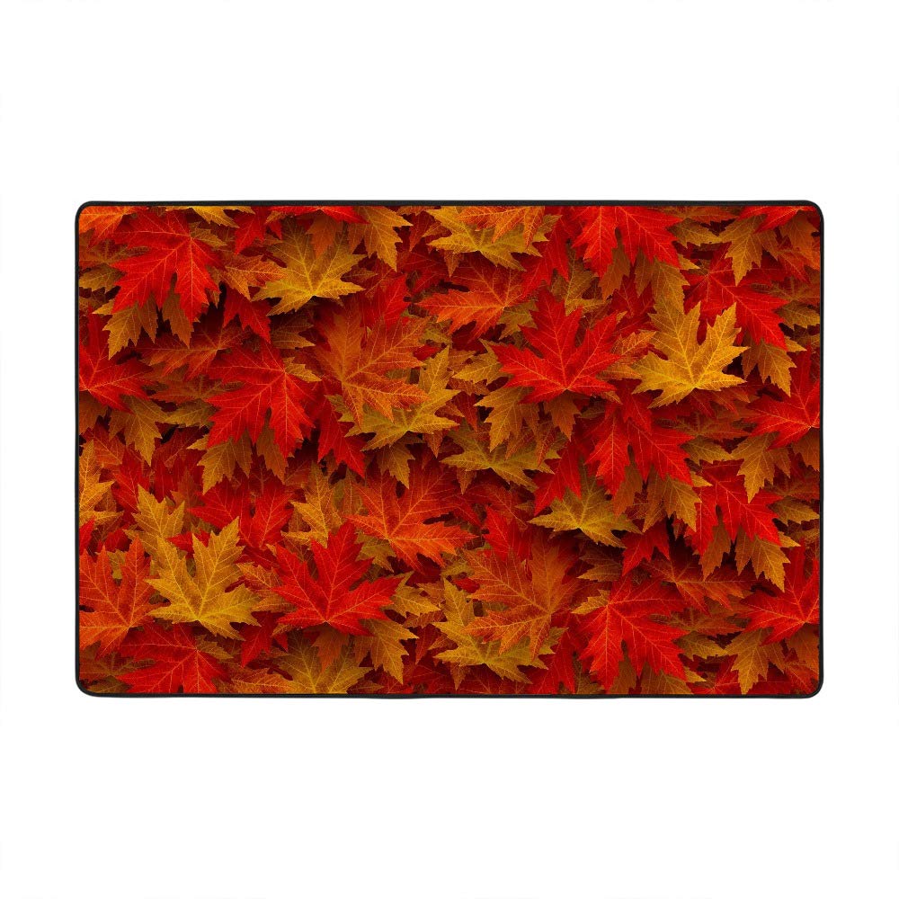 Grand tapis de salon velours corail Ruchen tapis design feuilles rouges 183x122