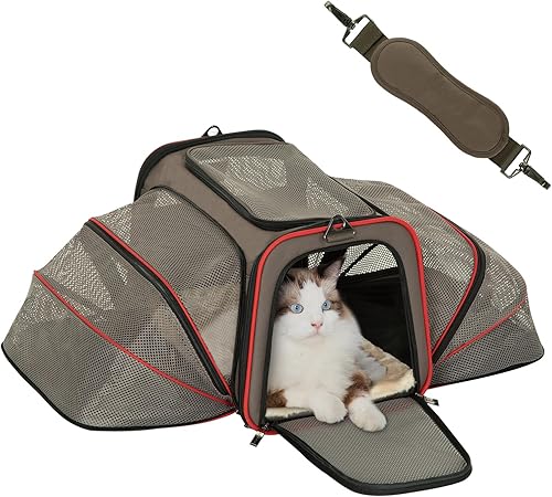 Vista 53 de Petsfit transportador de perros expandible para viajes con colchoneta de lana, aprobado por la mayoría de las aerolíneas, transportador de mascotas