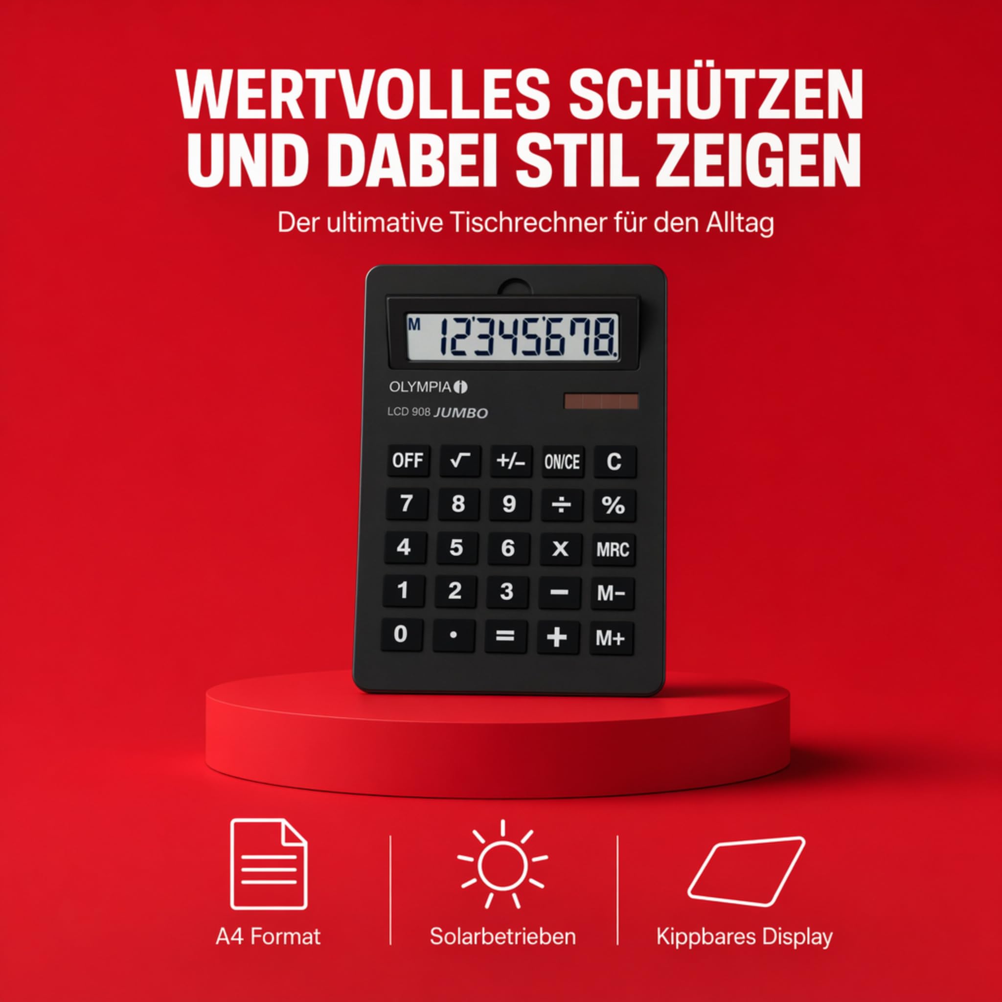 Olympia Calculatrice LCD 908 Noir