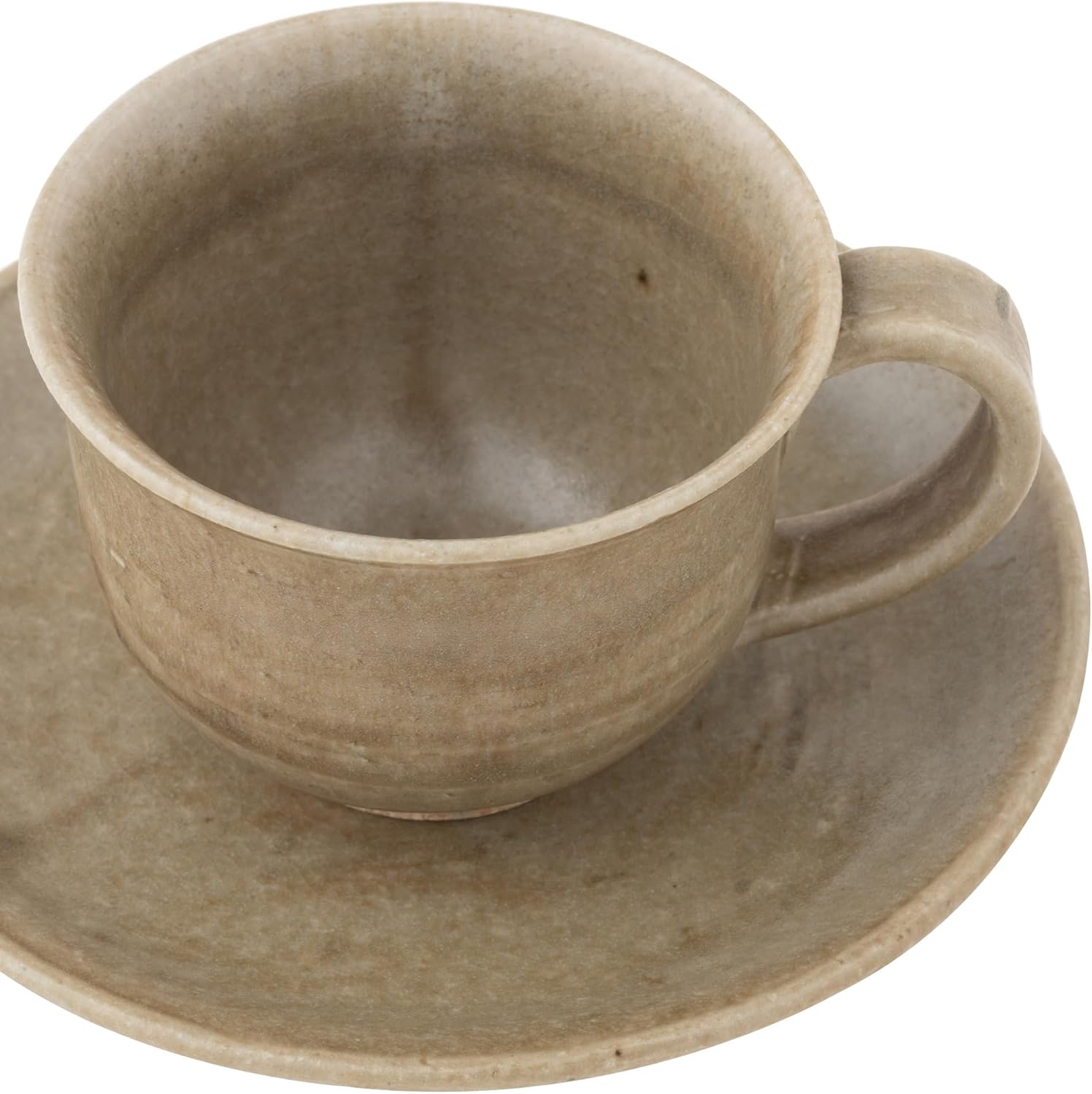 丸伊製陶 Marui Pottery MR-3-4392 Shigaraki Ware Hechimon Cup & Saucer, Capacity: Approx. 7.4 fl oz (210 ml), Olive Ivory