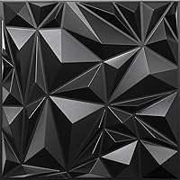 STICKGOO 12-Pack Black Diamond 3D Wall Panels, 19.7x19.7 Inch Textured PVC Accent Walls for Living Room, Bedroom, TV Backdrop Decor