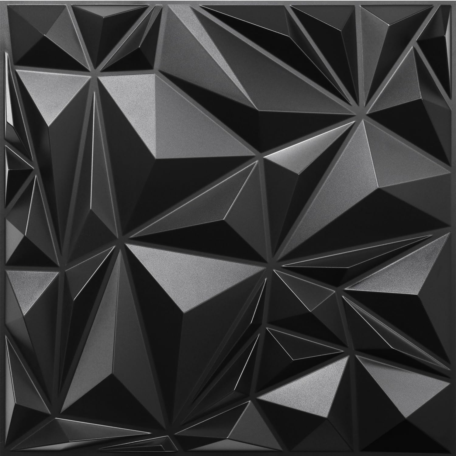 STICKGOO 12 Pack 3D Wall Panels for Interior Wall Decor, Black Diamond Design Accent Wall Panels, 19.7''x19.7'' Modern Textured Wall Panels for Living Room Lobby Bedroom TV Backdrop