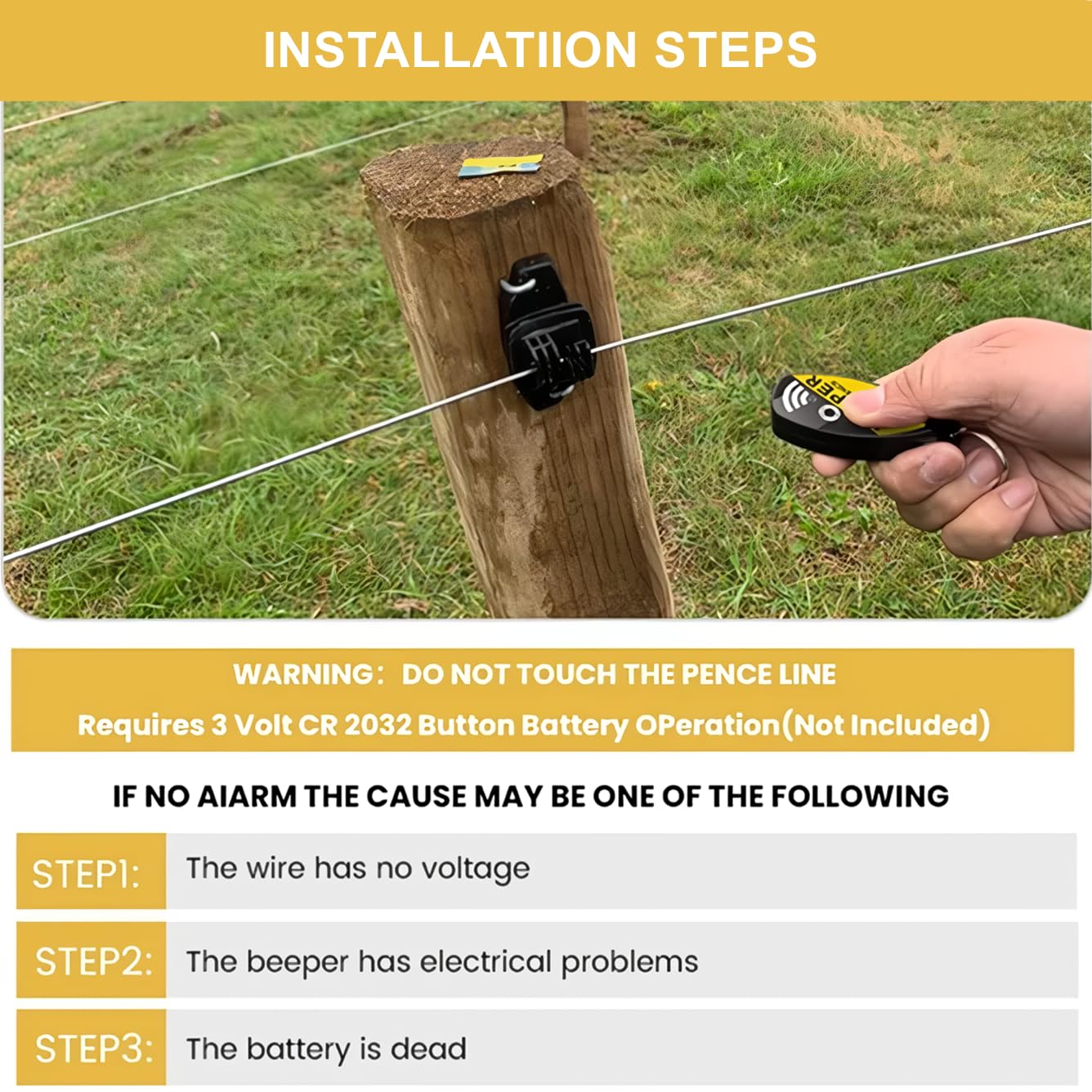 Probador de Cercas Eléctricas, Probador Eléctrico Digital ABS de Alto Voltaje para Granjas, Jardines, Ovejas, Mascotas, Caballos, Ganado, Cercas Eléctricas