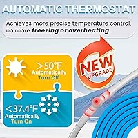 Vista 4 de Cinta de calor de 6 pies para protección contra congelación de tuberías de agua, YeloDeer con traza de calor autorregulable con termostato, cable