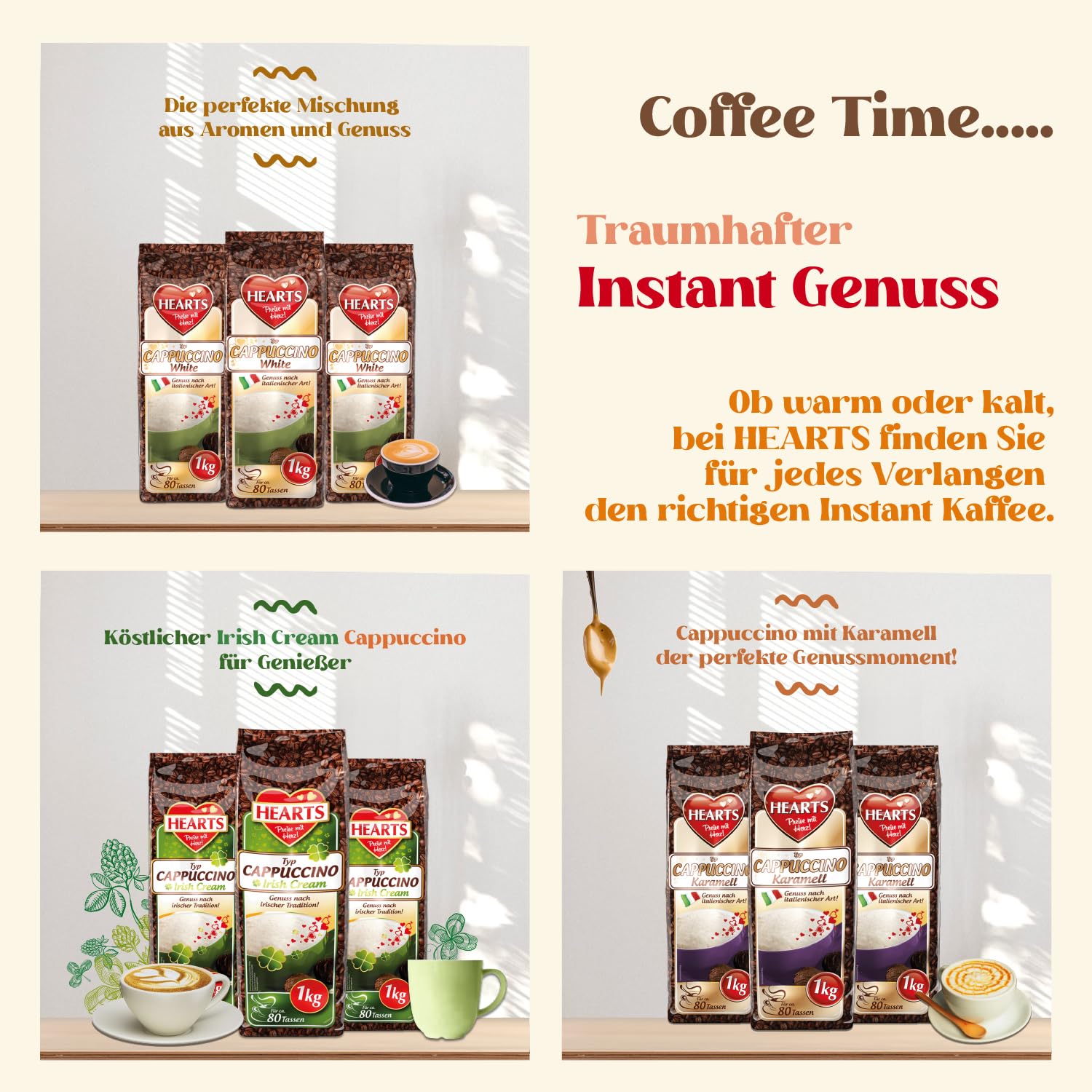 HEARTS Cappuccino Mix zestaw 6 próbek 1 kg kawy smakowe